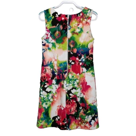 WORTHINGTON pink, green floral multicolor polyester blend dress women's size M - Picture 3 of 3
